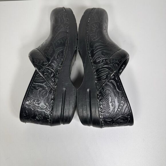 Dansko Professional Black Leather Tooled Embossed Clog Women’s Sz 41 US 10.5-11 - Picture 8 of 11